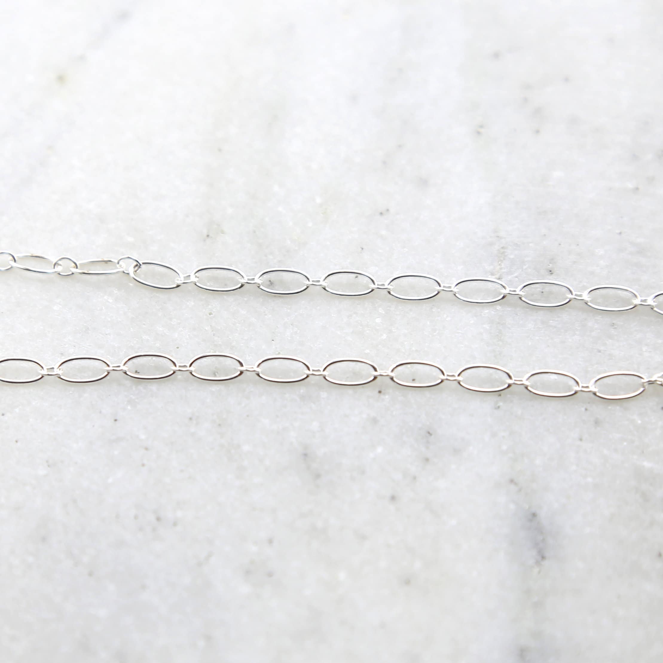 Sterling Silver Oval Link Chain with Small Circle 5 x 2.7mm – Sold by the Foot