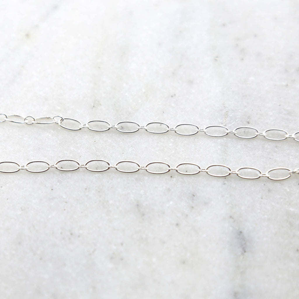 Sterling Silver Oval Link Chain with Small Circle 5 x 2.7mm – Sold by the Foot
