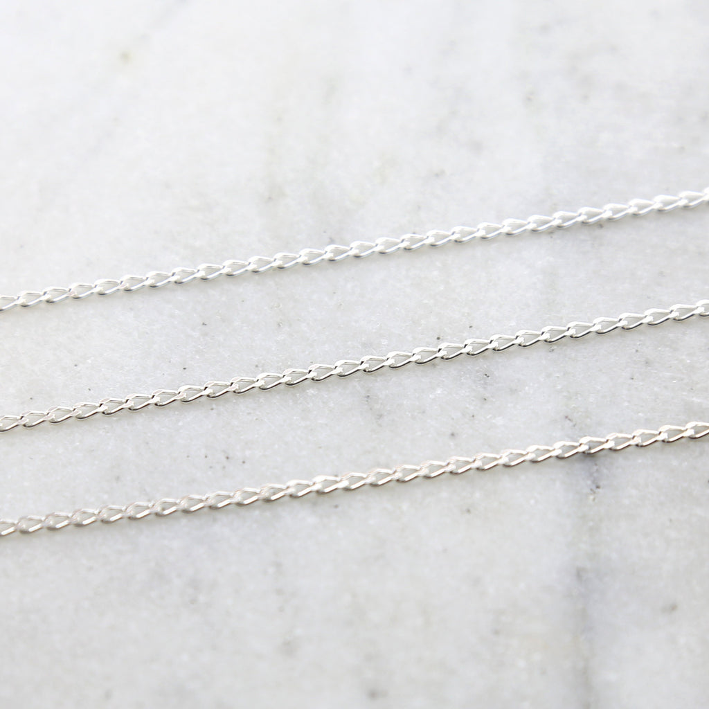 3.45mmx1.7mm Sterling Silver Diamond Cut Curb Chain – Sold by the Foot