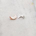 Rhodium Plated Small CZ Crescent Moon Cubic Zirconia Pave Charm
