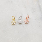 Rhodium Plated Teeny Tiny CZ Star Pave Celestial Charm in Gold Silver