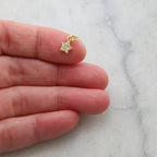 Rhodium Plated Teeny Tiny CZ Star Pave Celestial Charm in Gold Silver