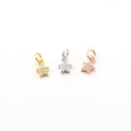 Rhodium Plated Teeny Tiny CZ Star Pave Celestial Charm in Gold Silver