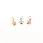 Rhodium Plated Teeny Tiny CZ Star Pave Celestial Charm in Gold Silver
