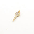 Rhodium Plated Pave CZ Gold Detailed Key Charm