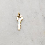 Rhodium Plated Pave CZ Gold Detailed Key Charm