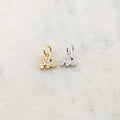 Rhodium Plated Pave CZ Tiny Elephant Black Eye Charm in Silver or Gold
