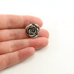 Sterling Silver Detailed Thick Beautiful Rose Flower Plant Nature Charm