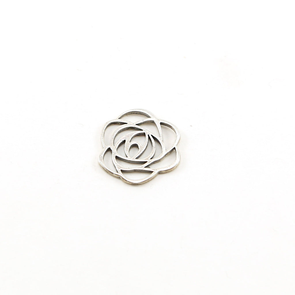 20mm Sterling Silver or Vermeil or Flat Rose Outline Silhouette Beautiful
