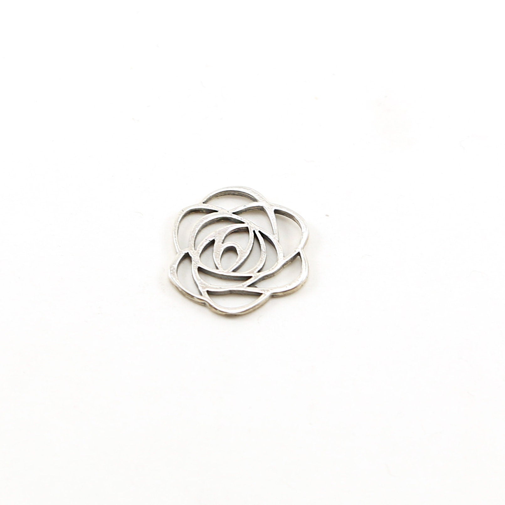 20mm Sterling Silver or Vermeil or Flat Rose Outline Silhouette Beautiful