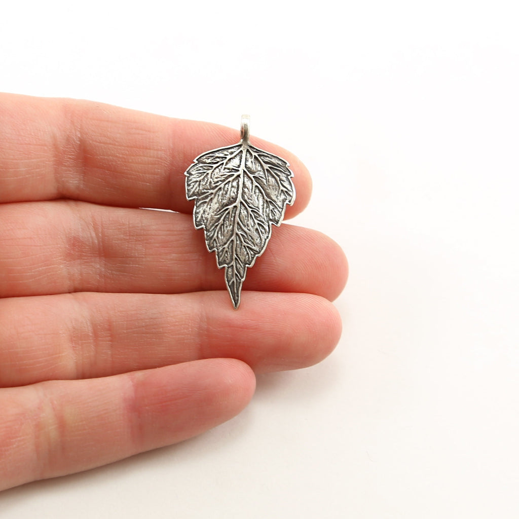 Sterling Silver Detailed Birch Leaf Tree Nature Inspired Charms