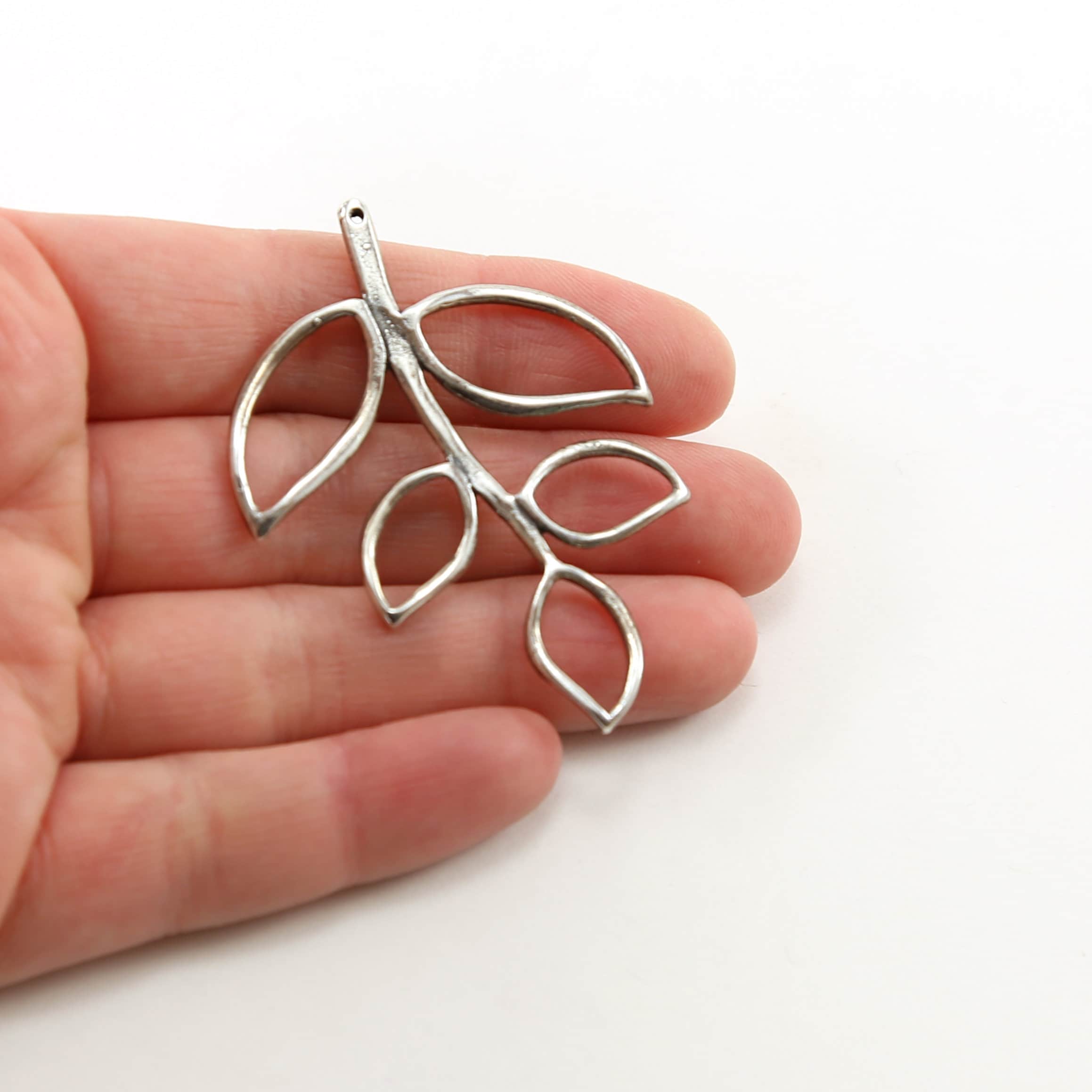 Sterling Silver or Vermeil or Open Leaf Vine Branch Tree Connector Nature