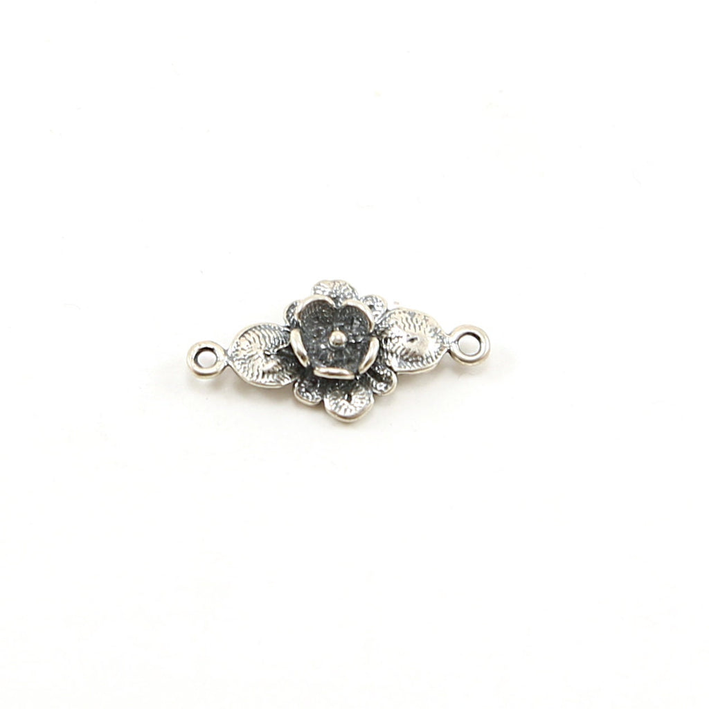 Sterling Silver or Vermeil 3D Rose 2 Loop Connector or Beautiful Rose Flower