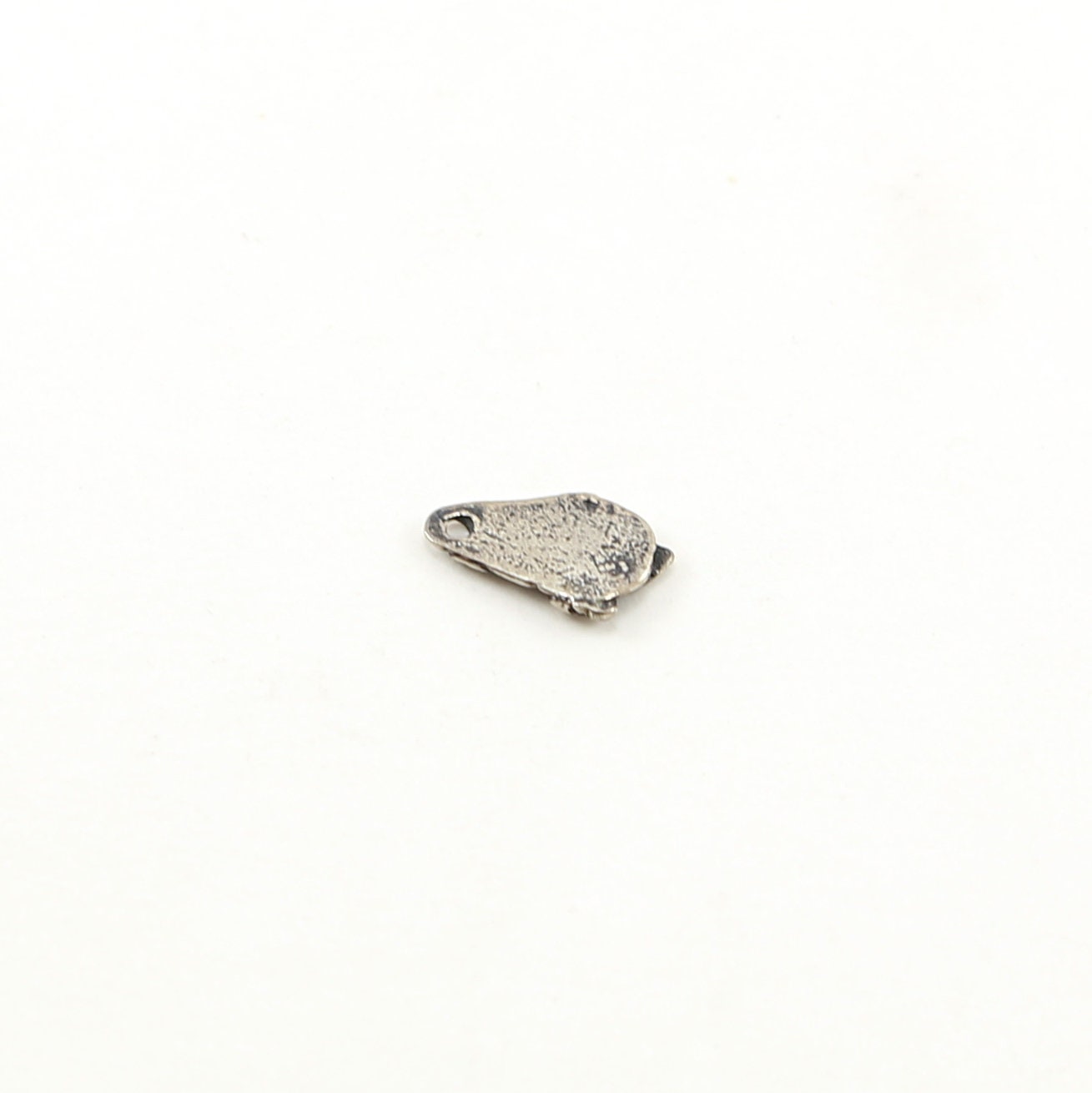 Sterling Silver Tiny Organic Whimsical Curly Design Leaf Teardrop Charm – Antique Silver