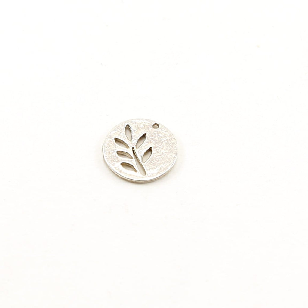 Sterling Silver Round Leaf Cut Out Disk Coin Silhouette Tree Nature