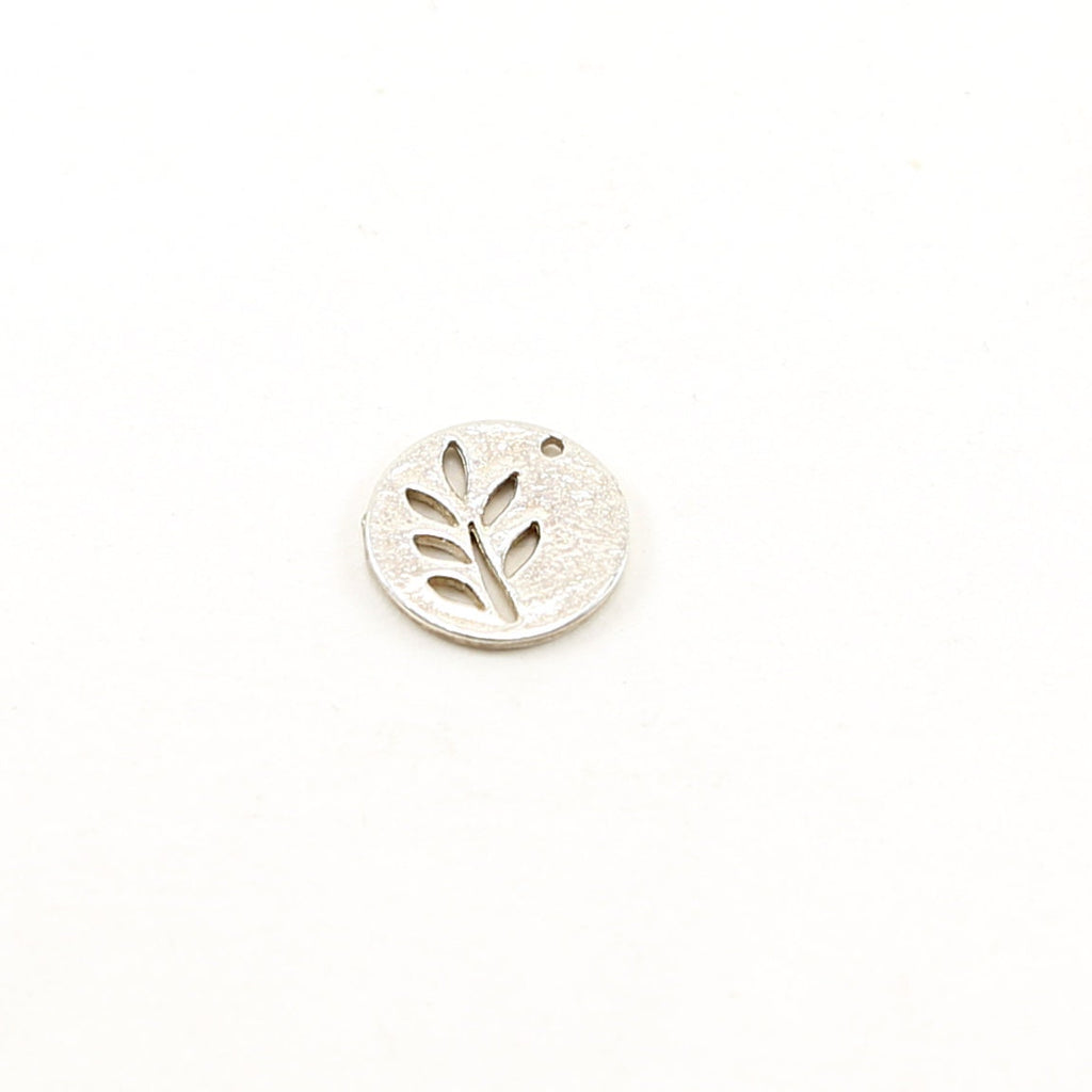 Sterling Silver Round Leaf Cut Out Disk Coin Silhouette Tree Nature – Antique Silver