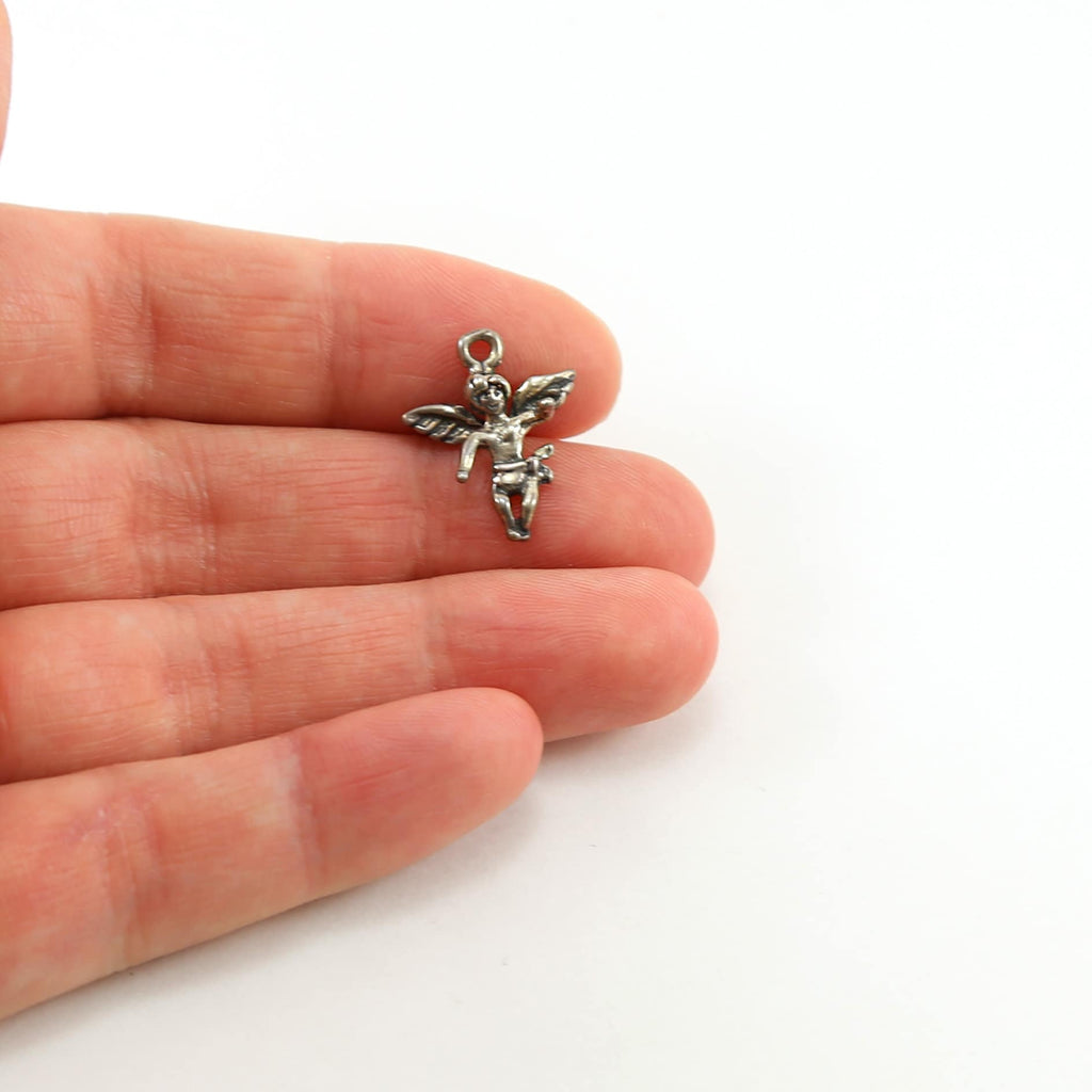 Sterling Silver 3D Baby Angel with Wings Cherub Charm Religious Pendant