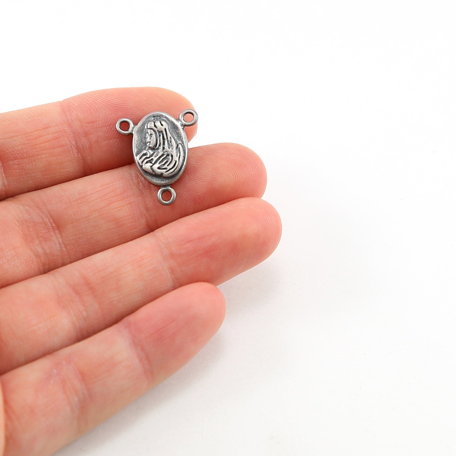 Sterling Silver Catholic Sacred Heart of Jesus Double Sided 3 Way Y