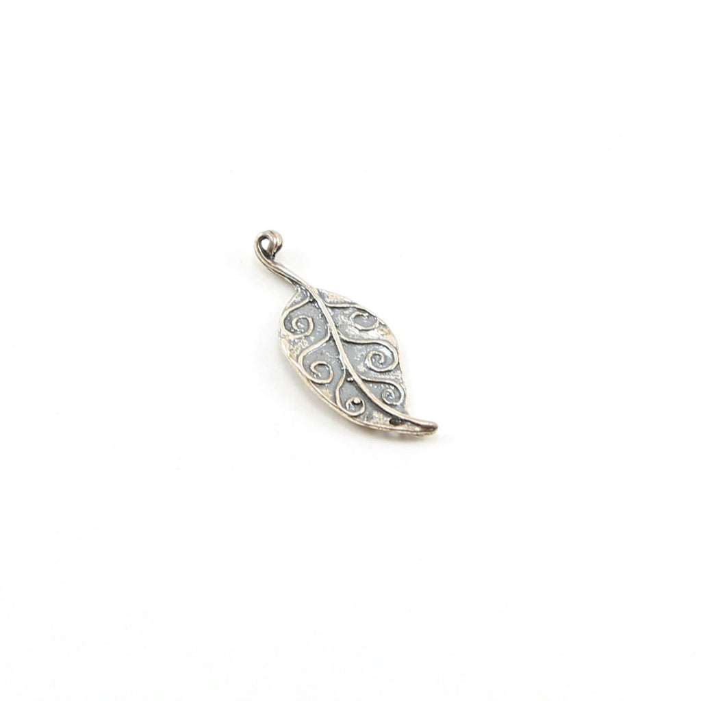 Sterling Silver Detailed Curly Organic Shape Leaf Tree Nature Inspired