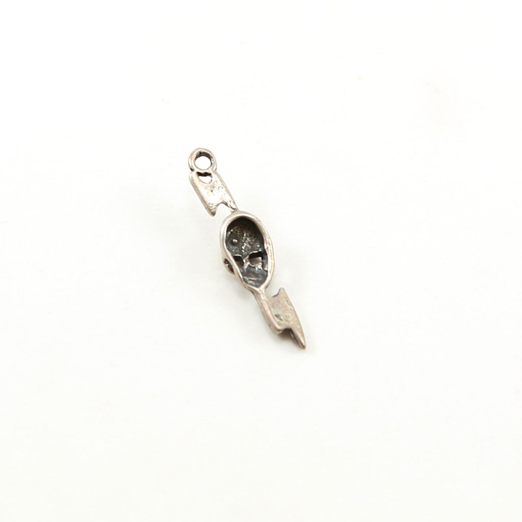 29mmx6mm Sterling Silver Skull with Lightning Bolt Day of the Dead Halloween