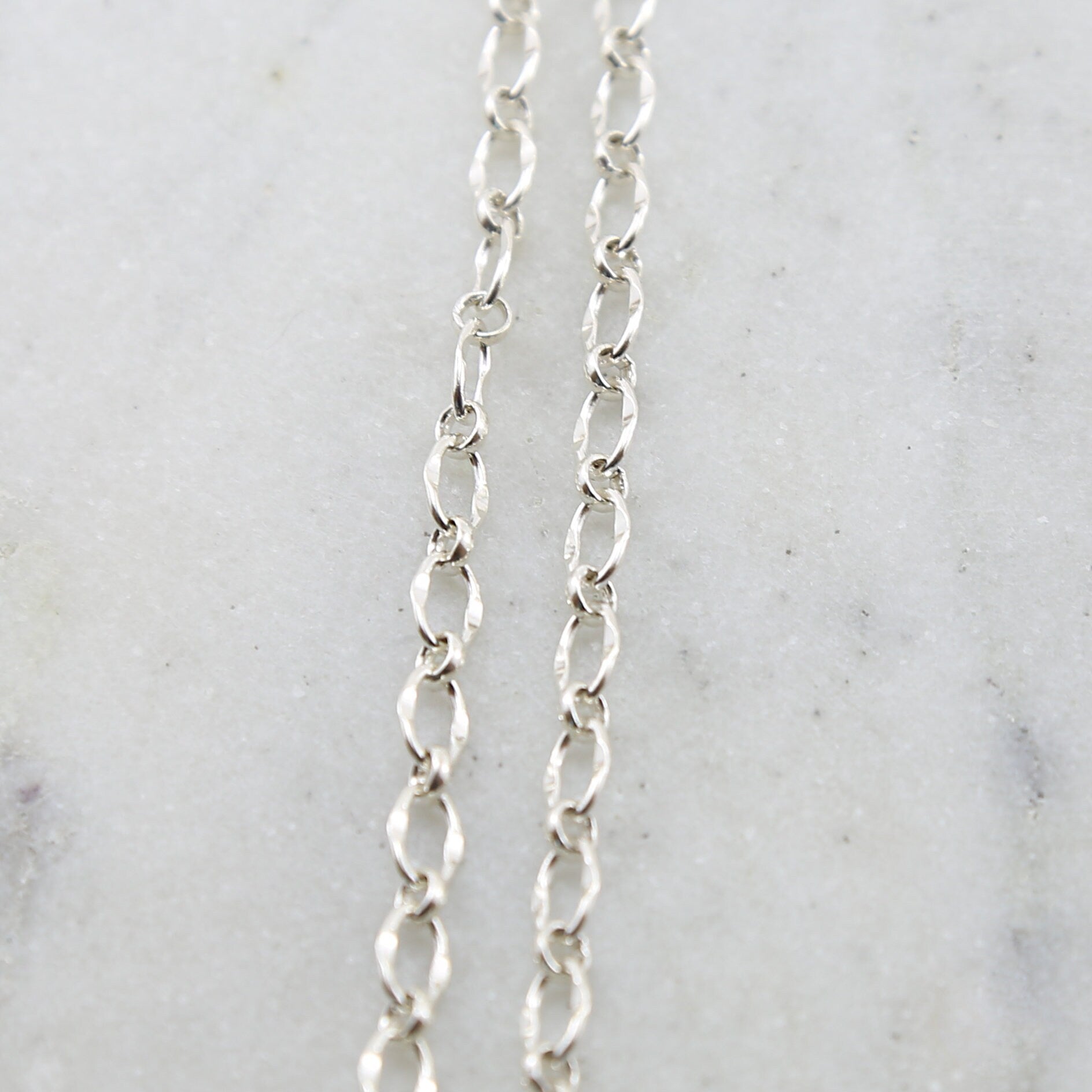 Sterling Silver Crimped Oval Chain 7mm x 5mm – Sold by the Foot