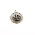 Sterling Silver Large Crown Circle Medallion Coin Crown 3D with Tiny