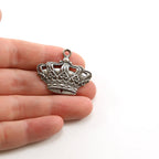 Sterling Silver Large Detailed Fancy Royal Crown Charm Queen Princess