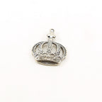 Sterling Silver Large English Floral Cross Crown Charm Queen Princess