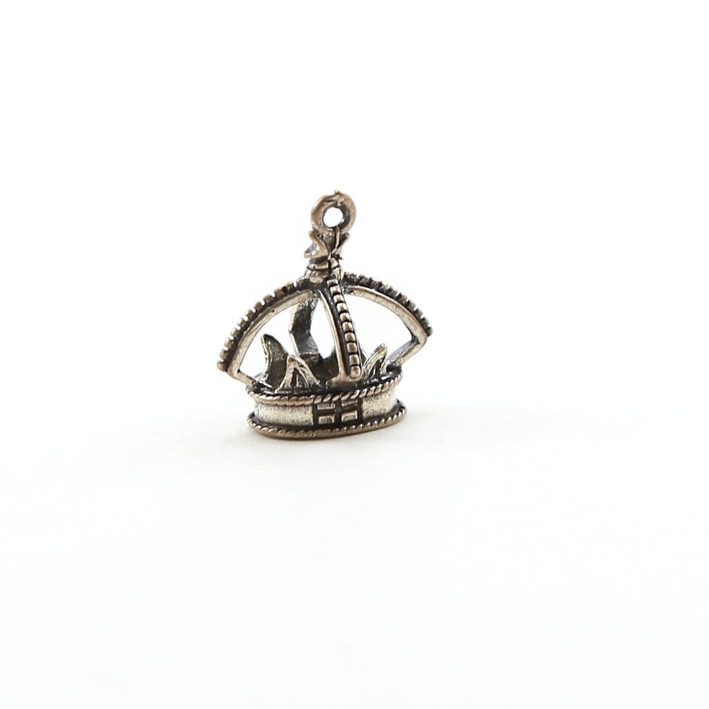 Sterling Silver Realistic Open 3D Pointed Thick Crown with Cross Royal