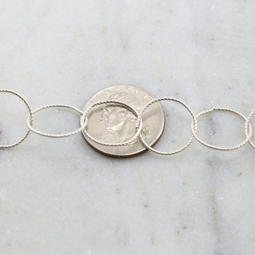 Sterling Silver Twisted Large 17mm Ring Rope Circle Accent – Sold by the Foot