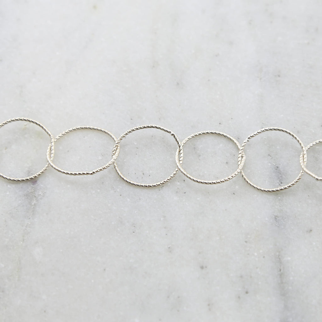 Sterling Silver Twisted Large 17mm Ring Rope Circle Accent – Sold by the Foot