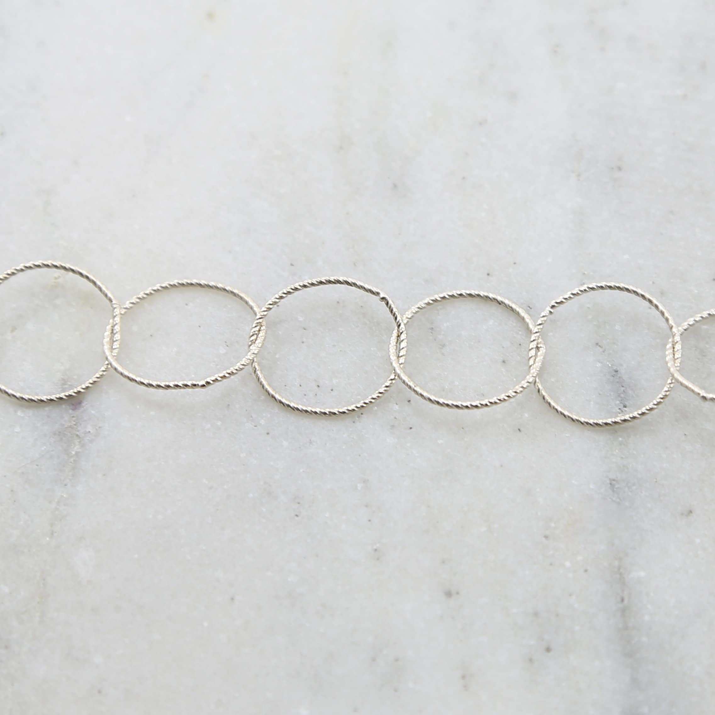 Sterling Silver Twisted Large 17mm Ring Rope Circle Accent – Sold by the Foot