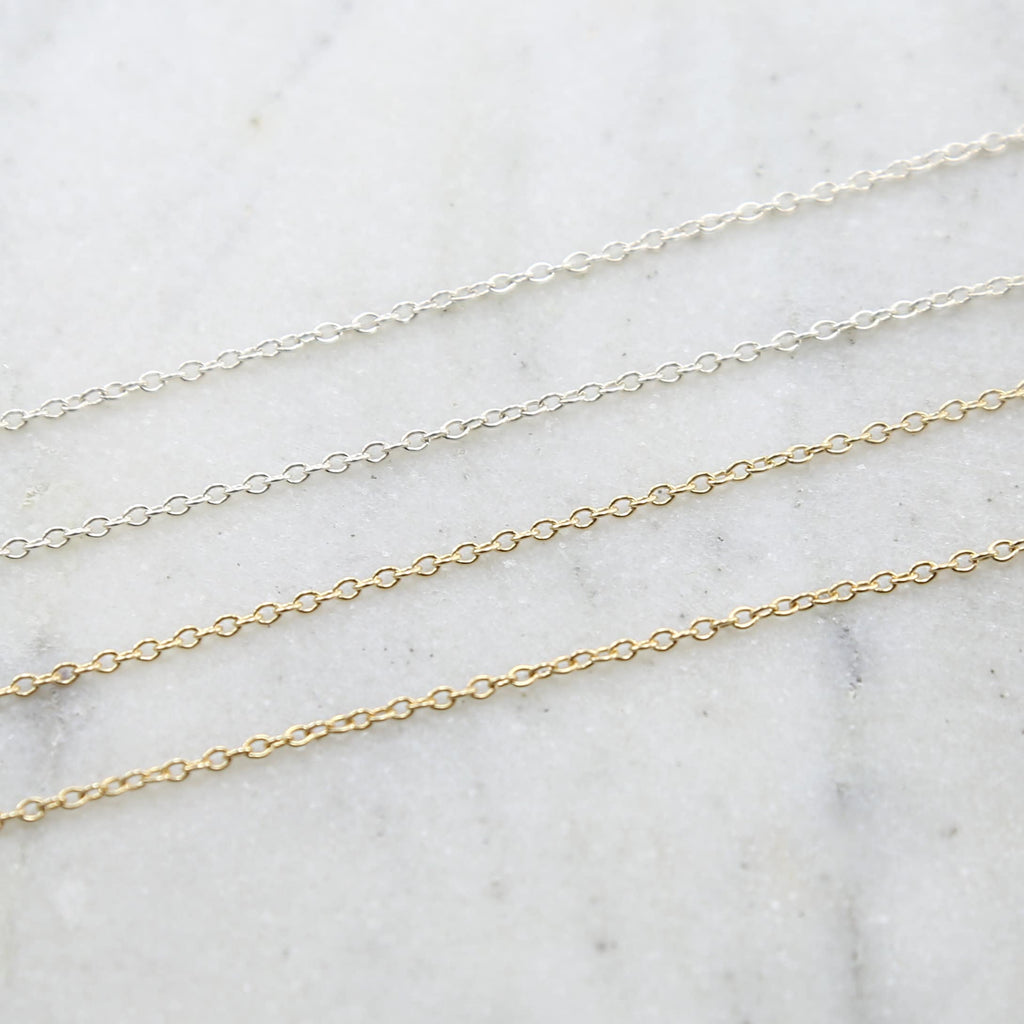 Sterling Silver or Gold Filled Dainty Minimal Cable Chain – Sold by the Foot