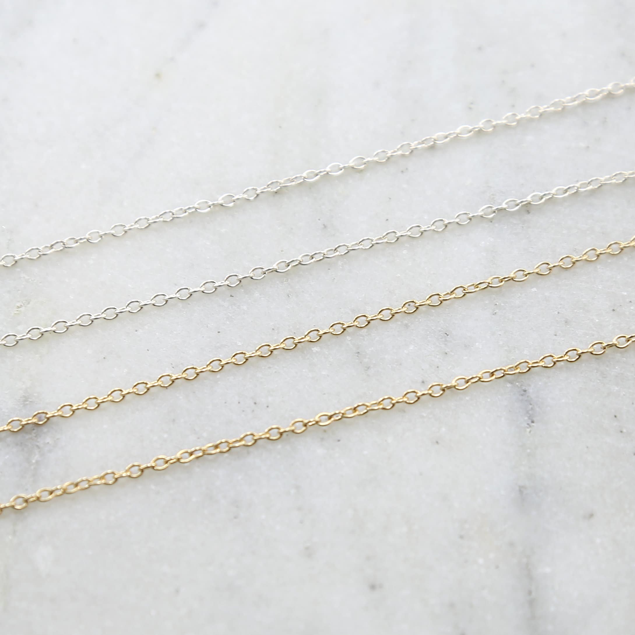 Sterling Silver or Gold Filled Dainty Minimal Cable Chain – Sold by the Foot