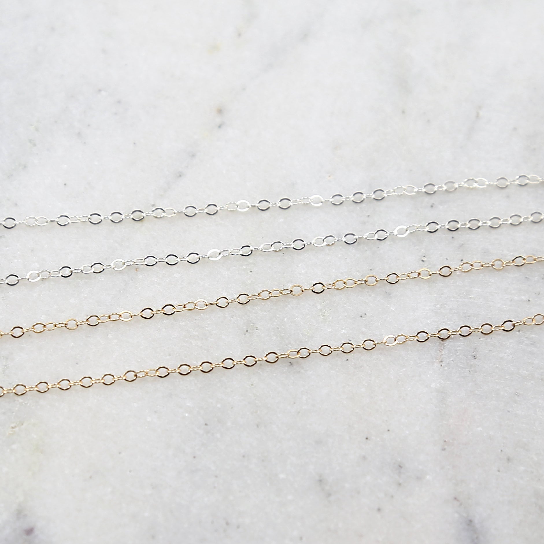 2mmx1.5mm Sterling Silver or 14K Gold Filled Delicate Thin – Sold by the Foot