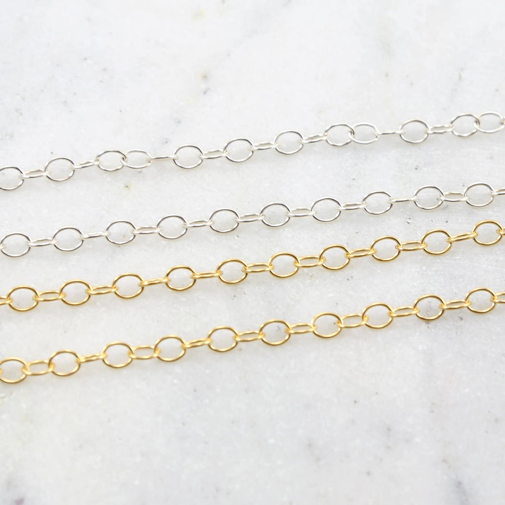 Sterling Silver or 14K Gold Filled Oval Link Chain – Sold by the Foot