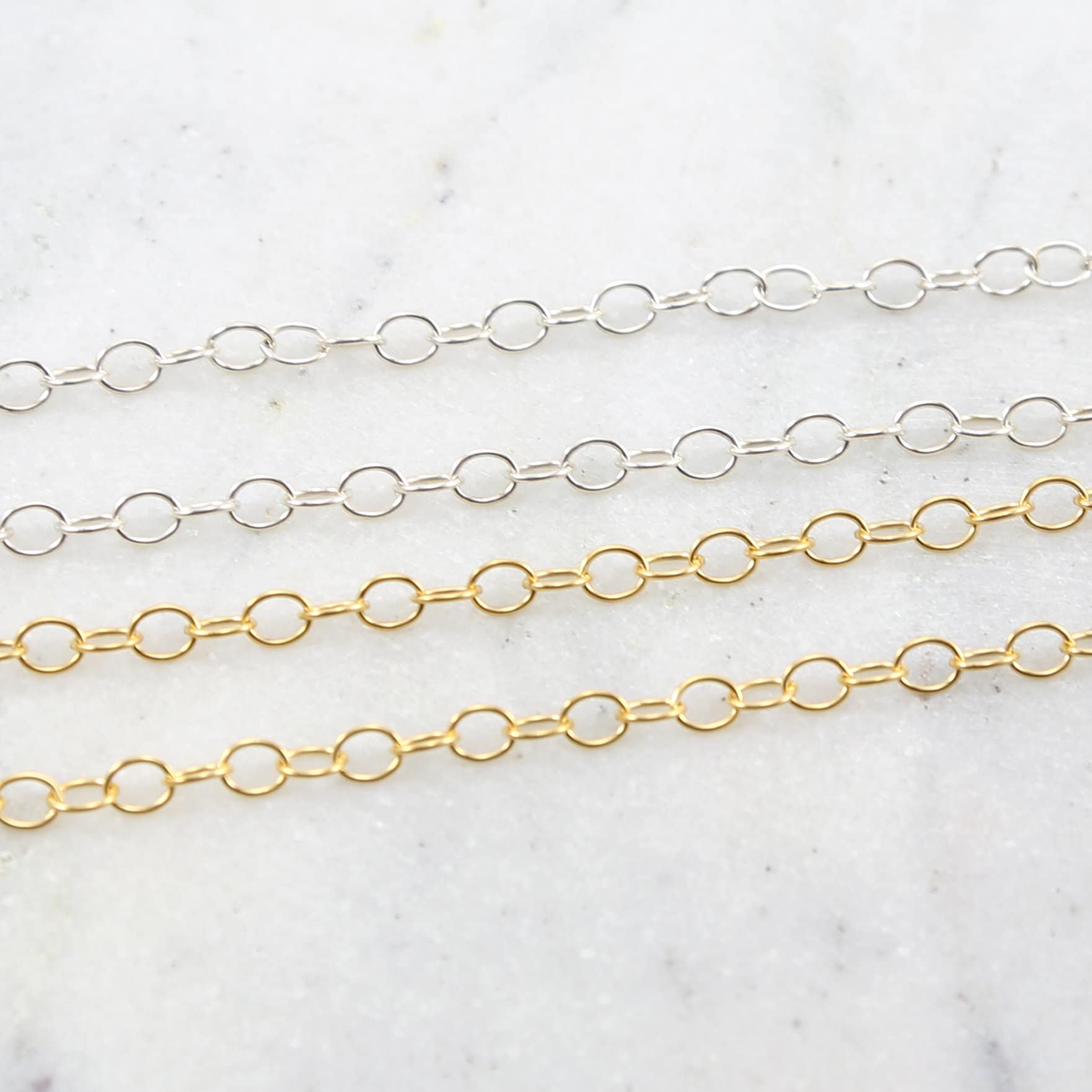 Sterling Silver or 14K Gold Filled Oval Link Chain – Sold by the Foot