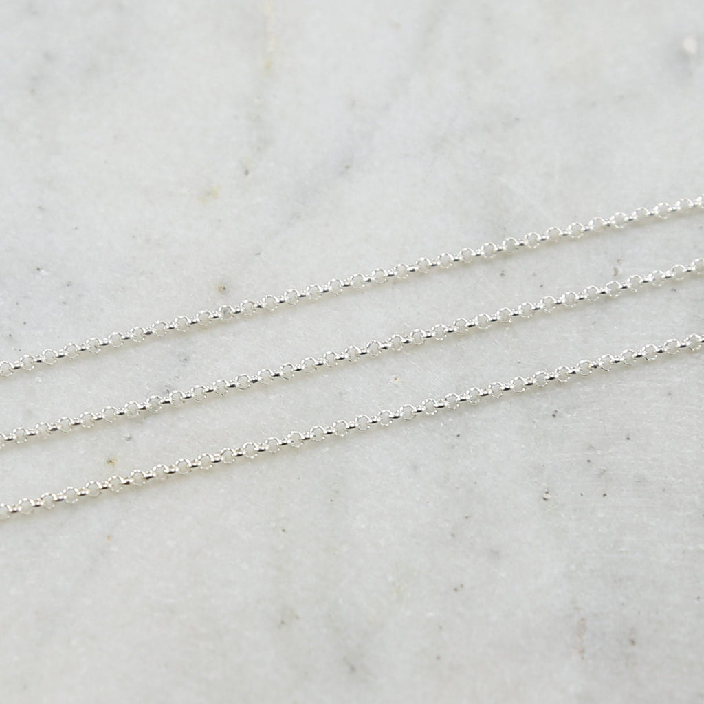 Sterling Silver 1.8mm Dainty Shiny Belcher Rolo Chain – Sold by the Foot