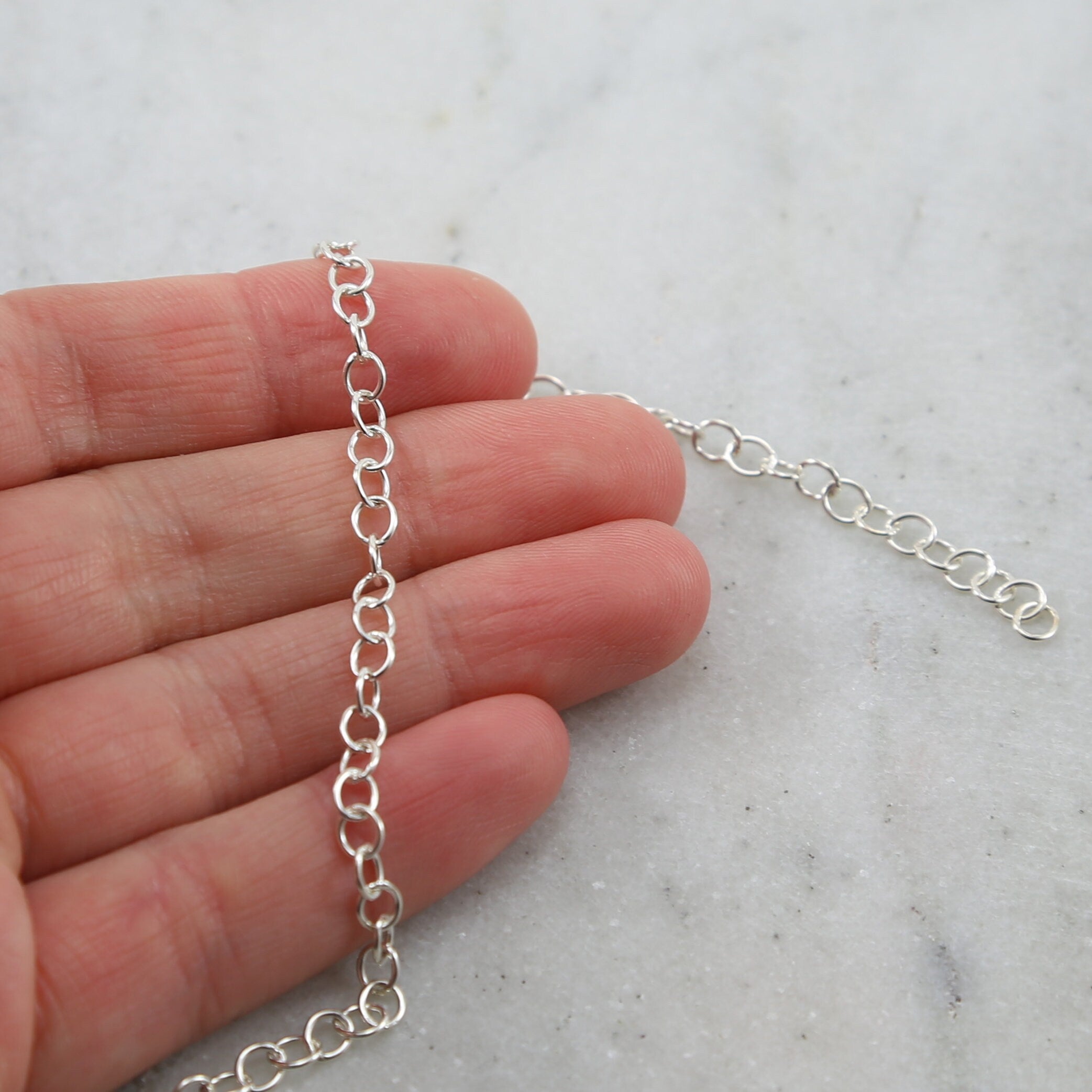 Sterling Silver 4mm Thick Round Smooth Link Chain Extender – Sold by the Foot