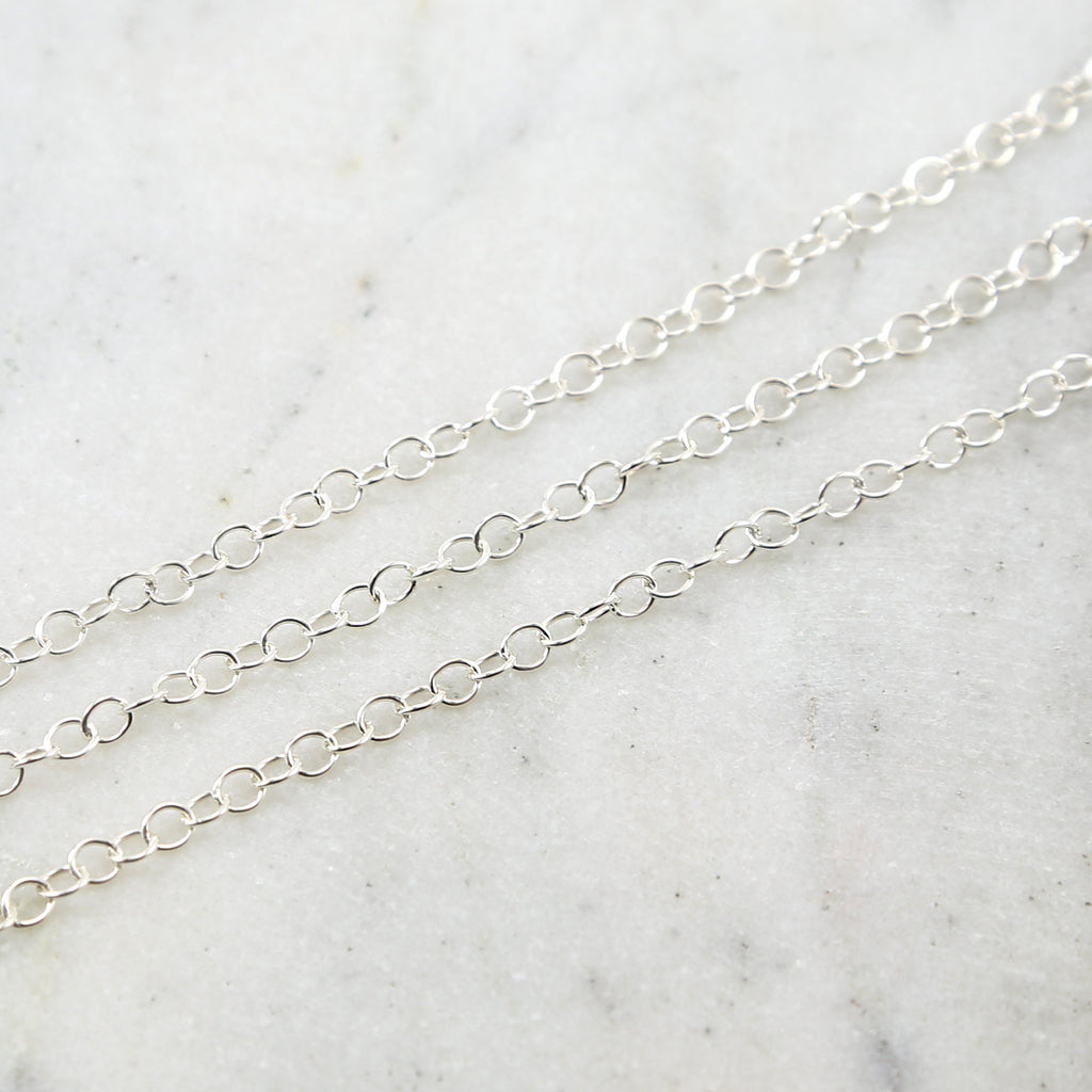 Sterling Silver 4mm Thick Round Smooth Link Chain Extender – Sold by the Foot