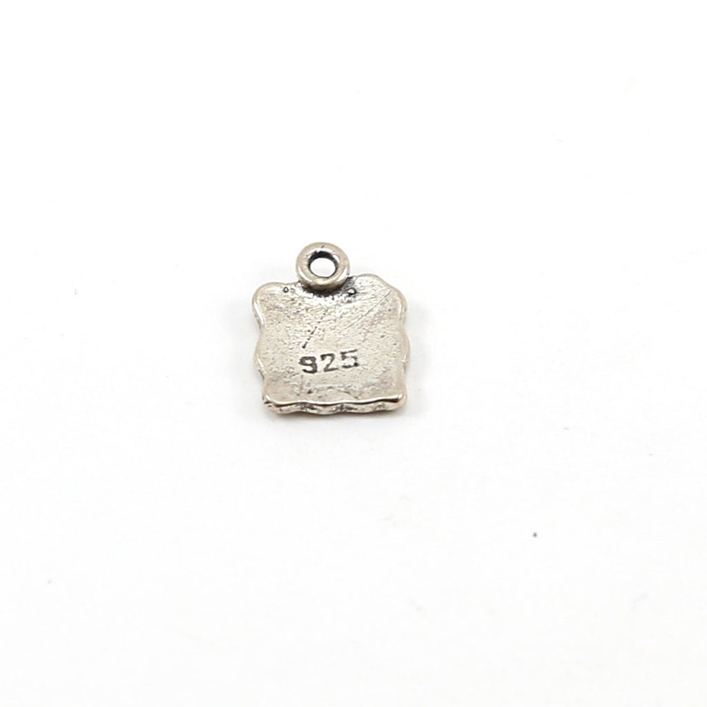 13mmx10mm Sterling Silver Starry Night Square Picture Charm with Crescent Moon