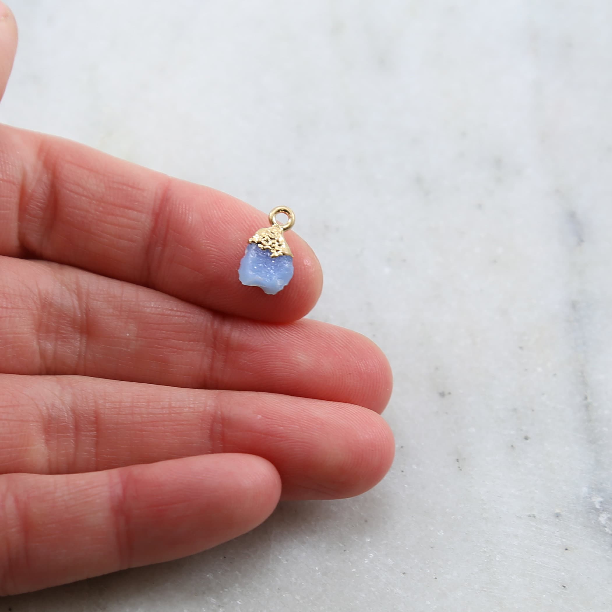 Vermeil or Gold Plated Teardrop Shaped Druzy Charm 1 Loop Pendant Drop Charm