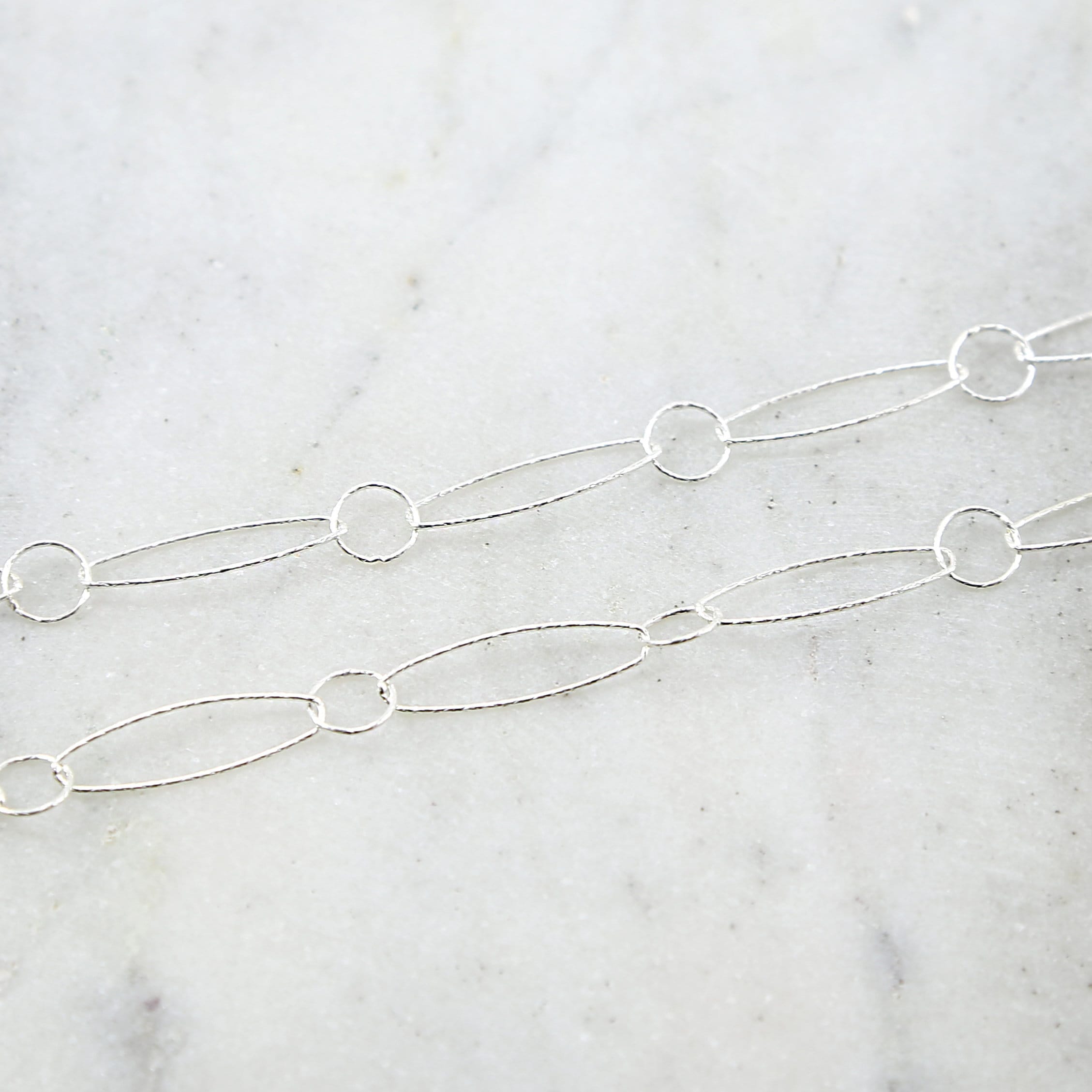 Sterling Silver Large Textured Hammered Oval and Circle – Sold by the Foot