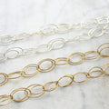 Sterling Silver or 14K Gold Filled Large Layered Oval – Sold by the Foot