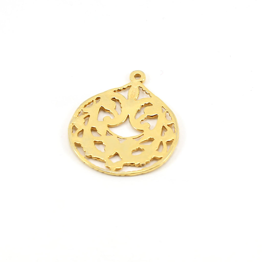 38mmx32mm Vermeil Large Filigree Art Decor Victorian Teardrop Pendant