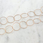 Rose Gold Filled Textured 16mm Ring Rope Circle Accent – Sold by the Foot