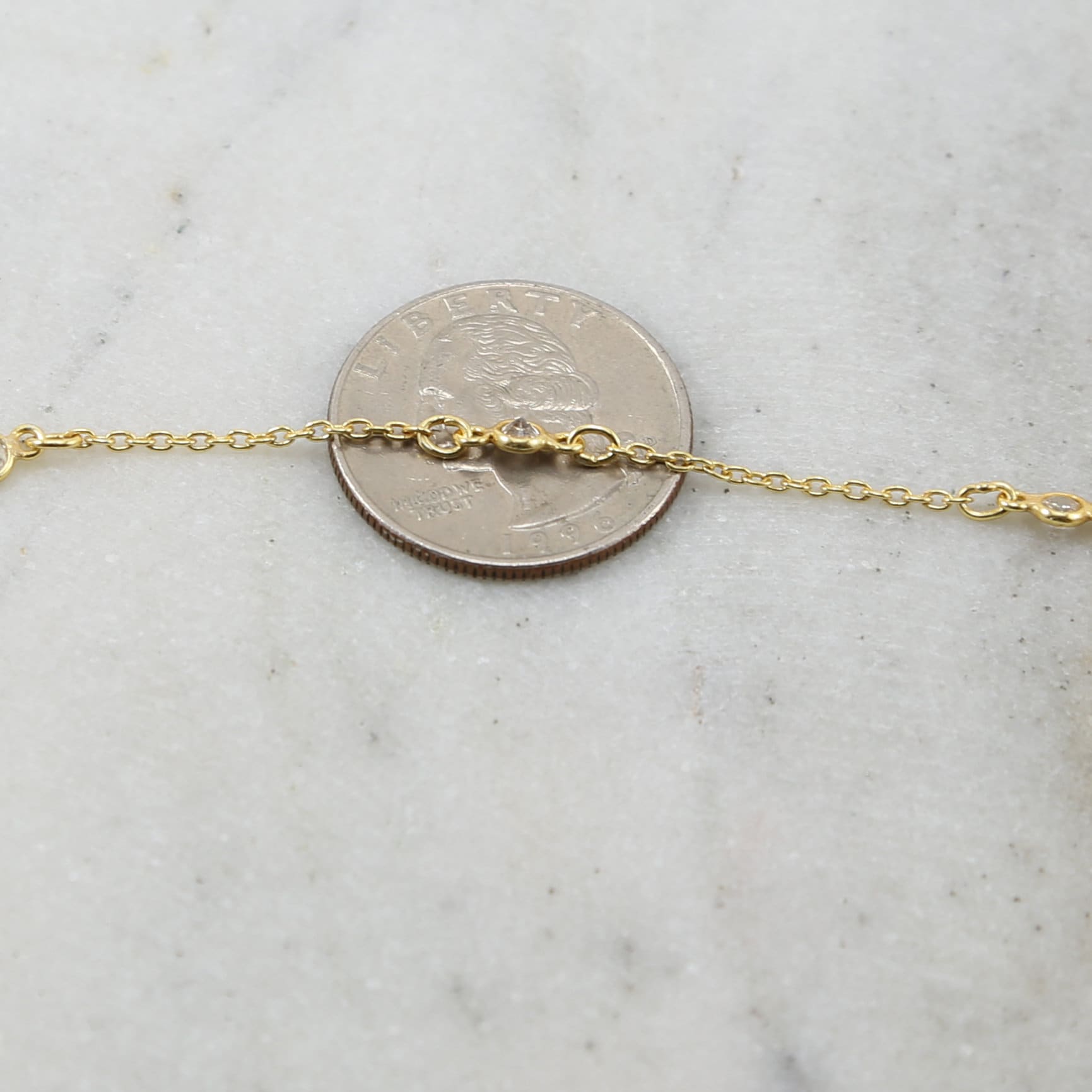 Sterling Silver or Vermeil Tiny Circle Round CZ Cubic – Sold by the Foot