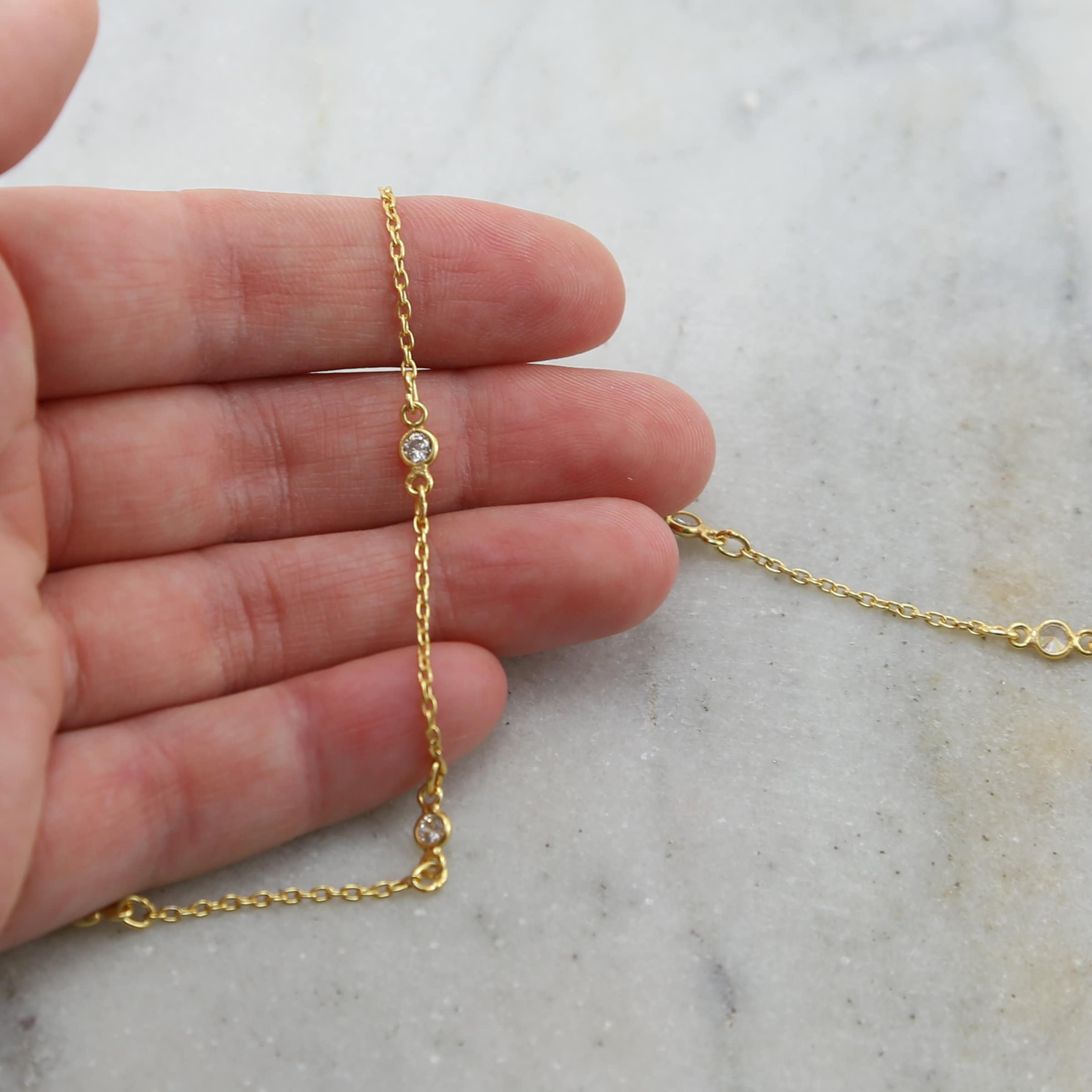 Sterling Silver or Vermeil Tiny Circle Round CZ Cubic – Sold by the Foot