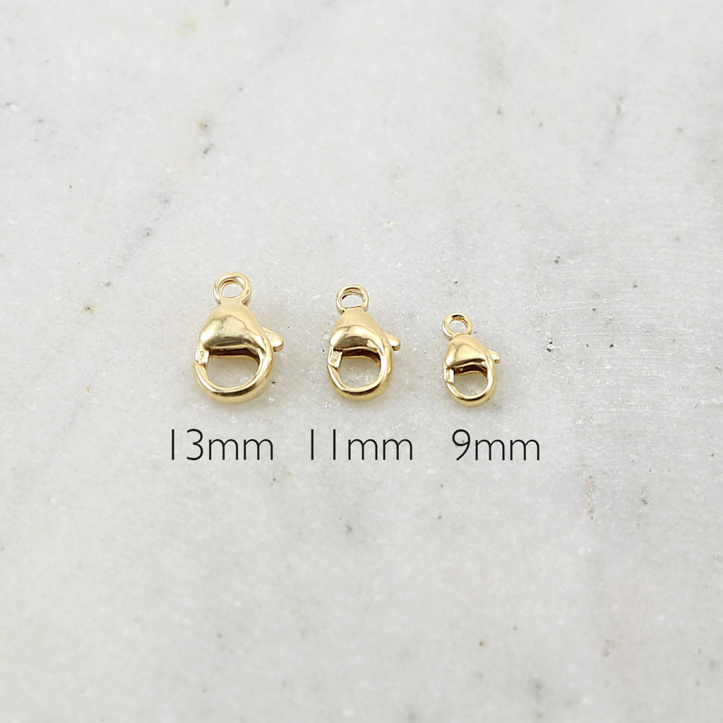 14K Gold Filled Rounded Lobster Clasp 3 Sizes 9mm 11mm 13mm Chain