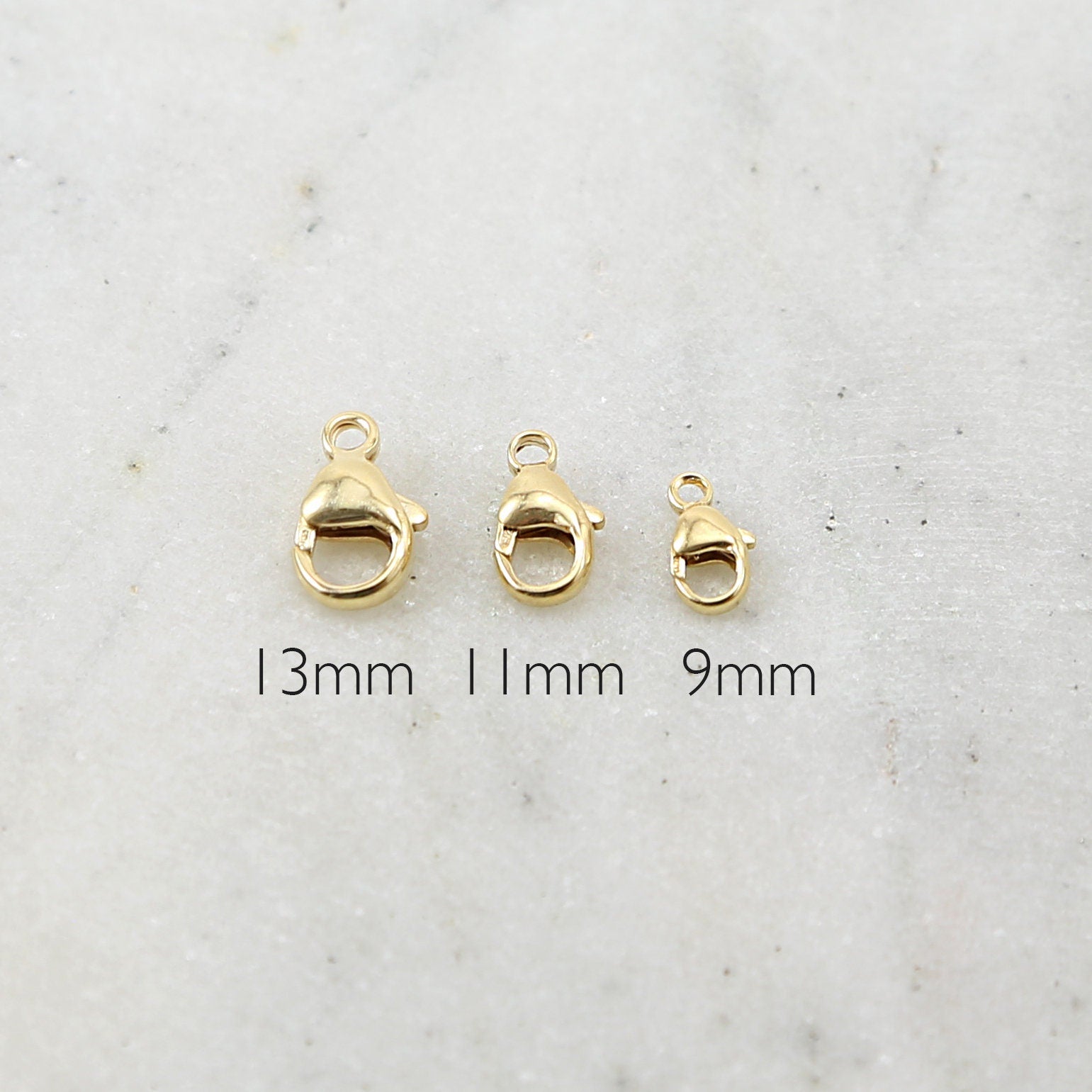 14K Gold Filled Rounded Lobster Clasp 3 Sizes 9mm 11mm 13mm Chain